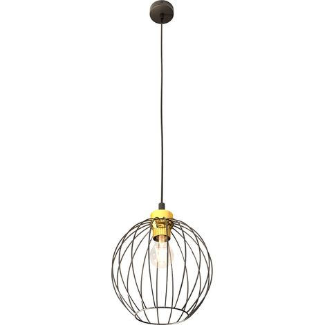 Suspension loft boule métal noir/or réglable E27 Emibig (1/5)
