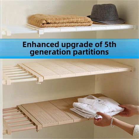 Laminiertes Ablageregal ohne Bohren für Kleiderschrank, Badezimmer, Küche, Schuhschrank, Teleskopregal (weiß, 30 x 9,5)