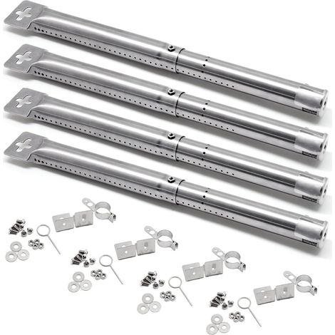 Lot de 4 Plaques Chauffantes Réglables en Acier Inoxydable, Argent - Universel 12 inch à 17.5 inch, compatible avec Weber, Dyna Glo, Nexgrill, Brinkmann, Master Forge (1/4)