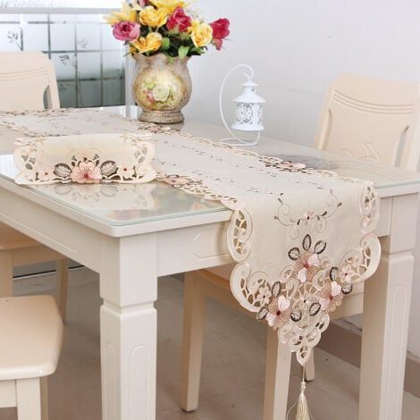 Chemin de Table, décoration de Table Vintage brodée à Fleurs (40x150cm) (1/5)