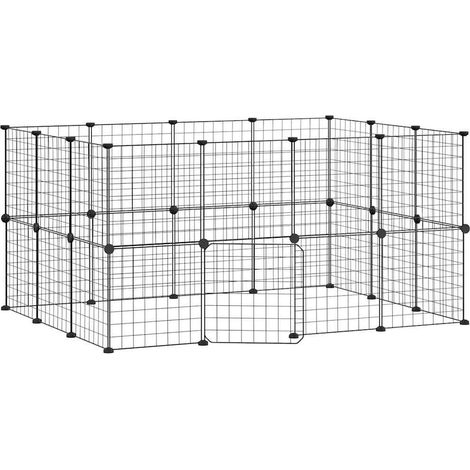 Gabbia per animali con 28 pannelli e porta 35 x 35 cm nera 020041572