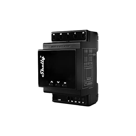 Shelly – Commutateur relais professionnel 4 canaux 40A – Rail DIN – Connectivité LAN, Wi-Fi, Bluetooth – Écran couleurs 4,6 cm (1/10)