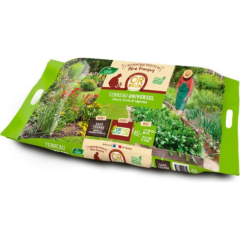 Terreau Universel Sans Tourbe Père François Or Brun - Format 40L