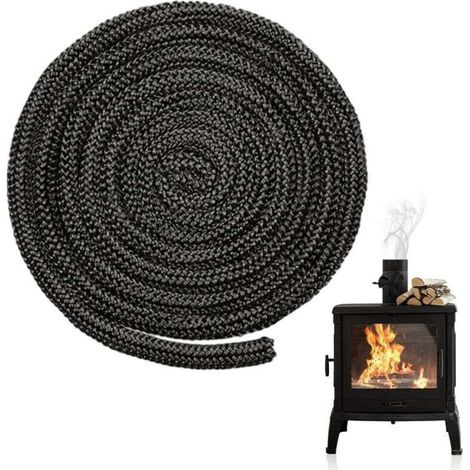 Junta trenzada de 8 mm x 4 m para inserto de estufa de chimenea, junta de fibra de vidrio de repuesto, junta para inserto de chimenea para estufas de leña, chimeneas y calefacción. (1/4)