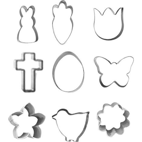 Ensemble de 9 emporte-pièces pour Pâques - Moules résistants et originaux pour la pâtisserie