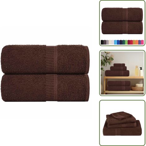 vidaXL Serviettes d'invité 2 pcs marron 30x50 cm 360 g/m² 100% coton (1/5)