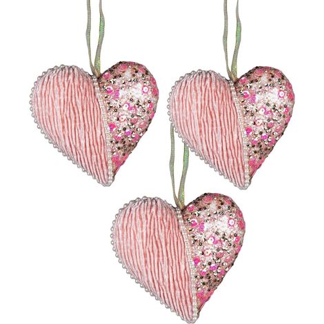 12cm Heart Baby Pink - 3Pcs Christmas Hanging Decorations (1/4)