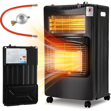 Wolketon Gas-Elektroheizer 4200 W + 1200 W, 3 Heizstufen, Infrarotwärme, für Flüssiggas, Schwarz (1/5)