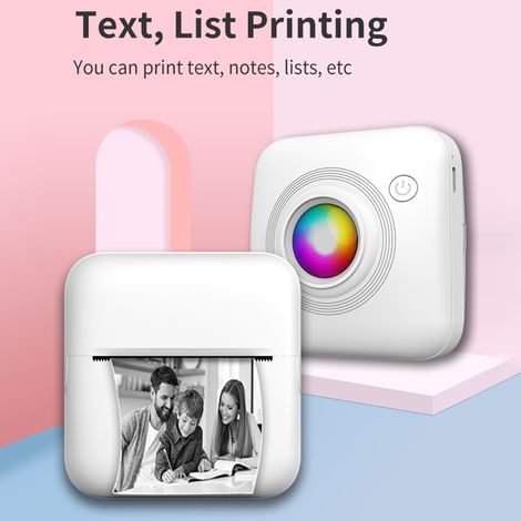 Mini imprimante de poche portable 58 mm, imprimante thermique sans fil Bluetooth pour photos, étiquettes, bricolage, listes, mémos, carnets, reçus, autocollants instantanés, avec 1 rouleau de papier t (1/3)