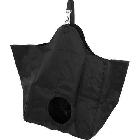 Sac de Fourrage pour Cheval en Toile Oxford Extérieur Portable avec Anneaux Métalliques Noir (1/5)