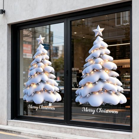 Due decorazioni per l'albero di Natale - per creare scenari e atmosfere decorative. Adesivi elettrostatici UV - decorazioni festive. (1/4)