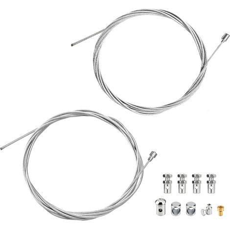 2 Pièce 2M Câble de Gaz Accélérateur, Universel Câble Accélérateur Frein Embrayage avec 9 Embouts, Câble Acier Ø1,5mm et Ø2,0mm, Réparation pour Moto Vélo Scooter Tondeuse Débroussailleuse Motoculteur (1/5)