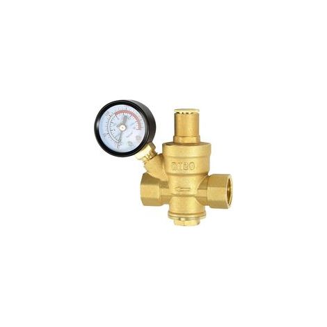 Reducteur de Pression eau DN20 3/4 Pouce Avec Manometre Pression eau, Fabriqué 100% en Laiton de Haute Dureté, Réducteur de Pression d'eau Limiteur de Pression Arrosage Regulateur de Pression d eau (1/5)
