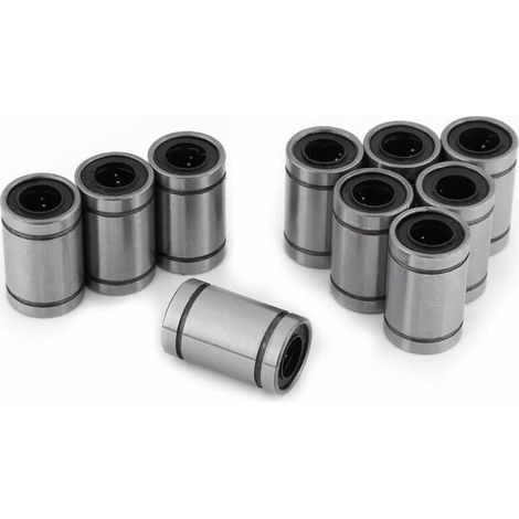 Ulisem10pcs LM8UU 8mm cuscinetto a sfere lineare boccola a doppia tenuta per parti CNC per stampante 3D (1/4)
