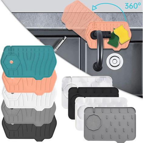 Cuisine Silicone Robinet Pad Double Face Absorbant Pad Évier Splashback Comptoir Protection Drain Pad Salle De Bains Cuisine Gadgets (1/5)