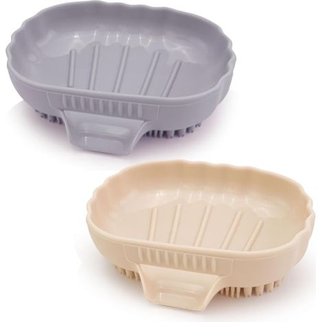 2 Pièces, Couleur Grise, Porte-Savons en Silicone avec Évacuation, pour Salle de Bain, Voiture, Maquillage (1/4)