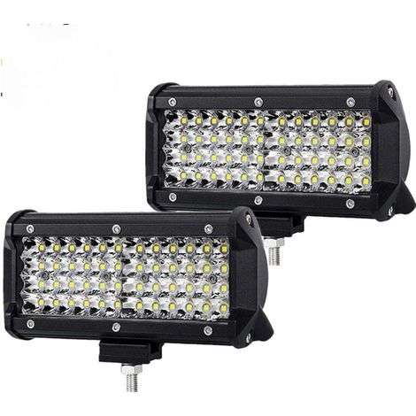 Lampe de Travail LED pour Tracteur 144W 16.5cm Projecteur LED de Voiture 12-24V Bande Lampe de Travail LED étanche IP67 Lampe de Travail LED pour 4X4 Voiture Camion SUV Bateau 2 Pack (1/5)