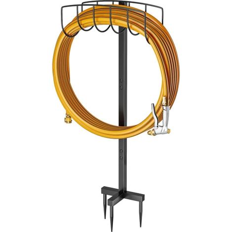 Support de tuyau d'arrosage autoportant, robuste en métal pur, organiseur de lance à eau pour jardin extérieur (1/5)