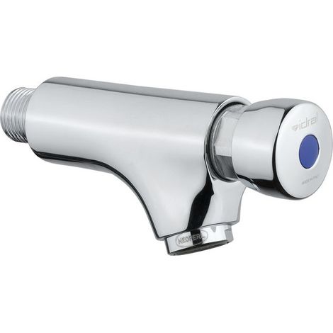 Idroweb – Robinet de lavabo mural temporisé – Commande bouton poussoir – Arrêt chronométré 15s – Limiteur débit 6 l/min – Laiton chromé