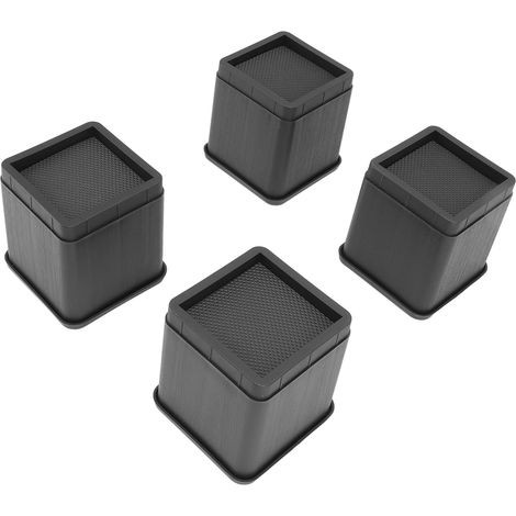 Lot de 4 rehausseurs empilables pour meubles et lits, avec patins antidérapants en caoutchouc. Surélève les canapés, lits et chaises. (1/5)