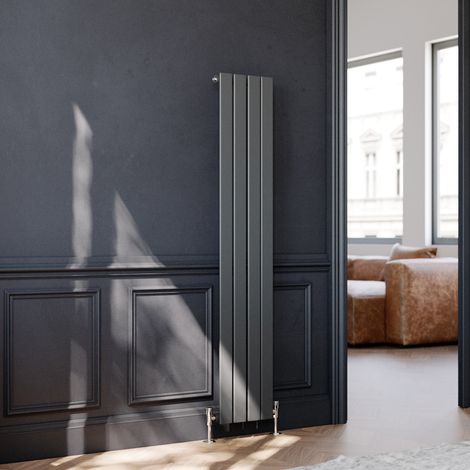 ELEGANT Vertical Column Designer Radiator Flat Panel 1600 x 300 mm Anthracite Single (1/5)