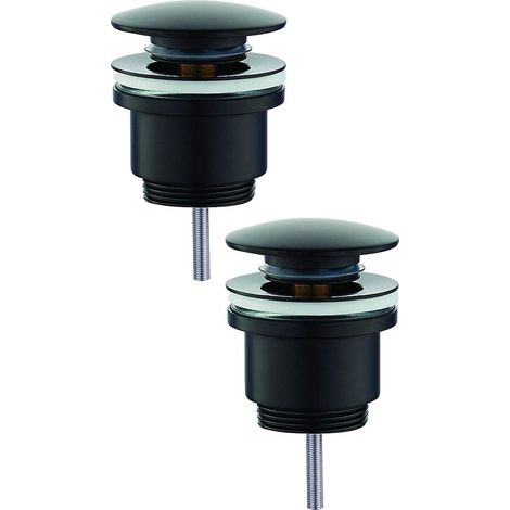 Bonde de vidange clic-clac noir mat – Raccordement universel 1" 1/4 Gaz – Compatible lavabos avec et sans trop-plein – KITPCUNR – Piralla