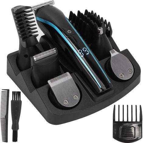 Kit tondeuse barbes 6-en-1 homme, tondeuse cheveux électrique ergonomique lavable, coupe-nez rechargeable, kit coiffure précision, usage professionnel à domicile, cadeau idéal. (1/5)