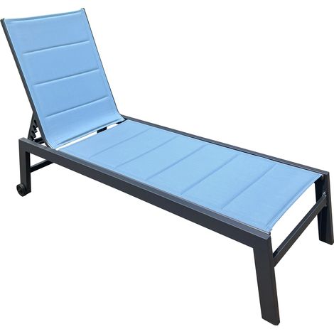 Sonnenliege BARBADOS aus blaugrauem Textilene - Aluminium anthrazit