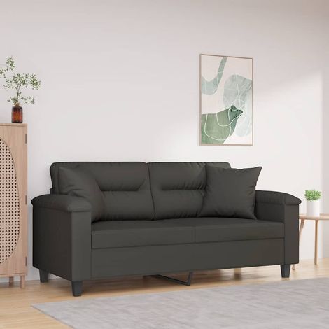 2-Sitzer-Sofa mit Kissen Dunkelgrau 140 cm Mikrofasergewebe (1/5)