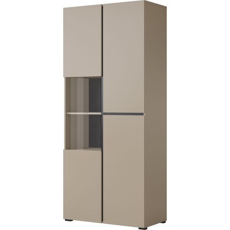 Estantería Alfere 110, Congo, Cerrable, Con puertas, Aglomerado laminado, Vidrio, Número de puertas: 0, Número de cajones: 0, 183x79x40cm