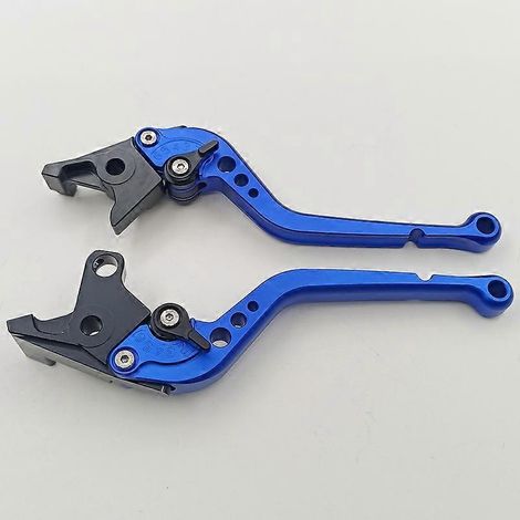 Poignée de klaxon réglable en alliage d'aluminium pour guidon de moto Kawasaki ZX1100 (longue poignée bleue) (1/4)