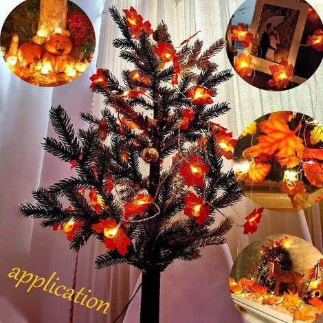 Guirlande d'automne,6m 40 Guirlandes lumineuses, Gugirlande de feuilles d'automne, Decoration halloween noel, Décoration de Thanksgiving, Decoration murale (1/5)