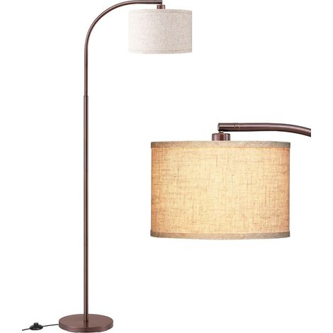 Lampadaire Salon, Abat-Jour Lin Marron, LED Incluse, 161 cm (1/5)