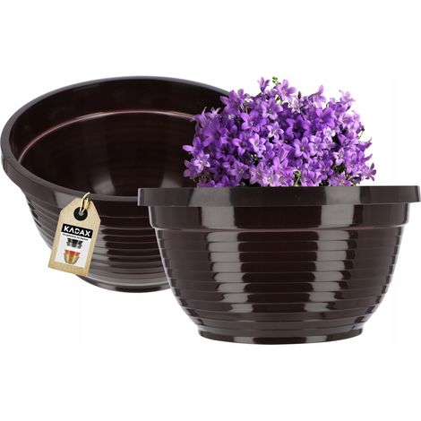 KADAX Blumenschale aus Kunststoff, Pflanzkübel, 26 cm, Braun