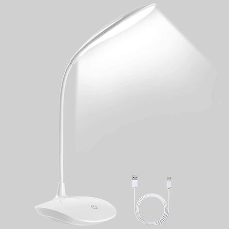 Lampe de bureau LED, lampe de lecture LED avec câble USB, 15 LED, 3 niveaux de luminosité, orientable à 360° (1/5)