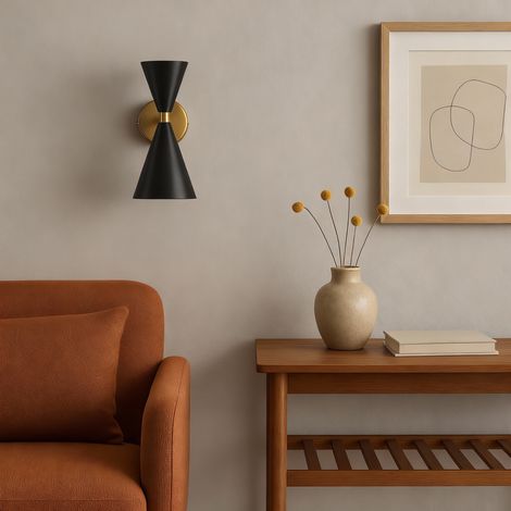 Aplique de Pared Negro y Oro con Luz Doble  Serie XENA (1/5)