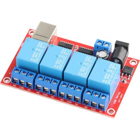 Module relais 4 canaux avec pilote USB, carte relais CC sans fil, commande par ordinateur, carte PLC, 3 modes de fonctionnement, 5 V (1/5)