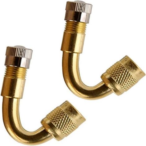 Rallonge De Valve Schrader - Coudée 45° - Cuivre - Universelle Pour Voiture Moto Scooter Vélo - Lot De 2 (1/5)