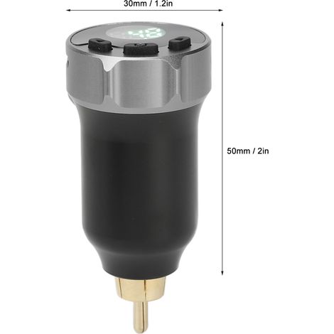 Alimentation sans fil pour stylo de tatouage, batterie rechargeable 1600mAh, réglable 4‑12V, écran LCD, couleur grise (1/5)
