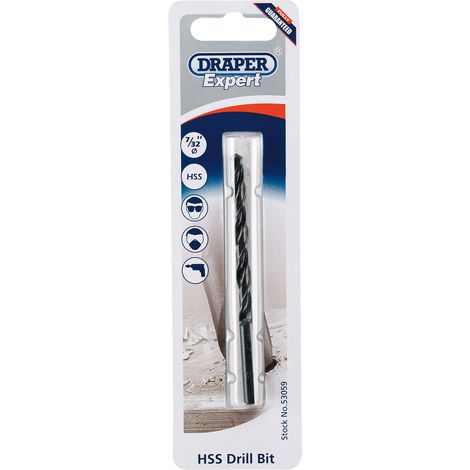 Draper 7/32 Inch High-Speed Steel (HSS) Twist Drill Bit – Imperial Size, Model 53059 (1/5)