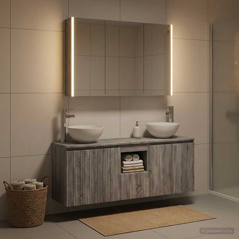 vidaXL Juego de Muebles de Baño 4 uds. Sonoma gris (1/5)