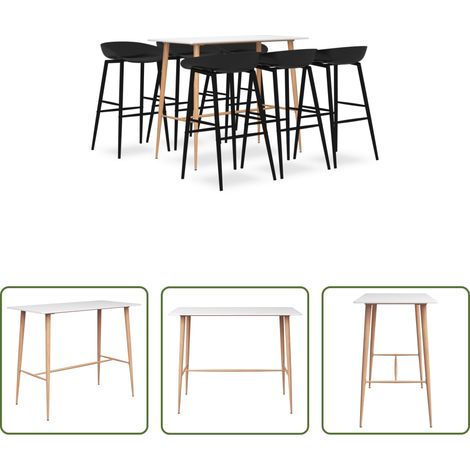 Tabouret de bar -  Ensemble de bar 7 pcs Blanc et noir (1/5)