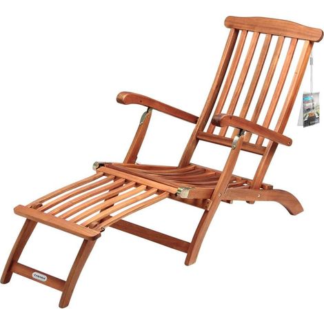 Acacia wood sun lounger with adjustable backrest (1/5)