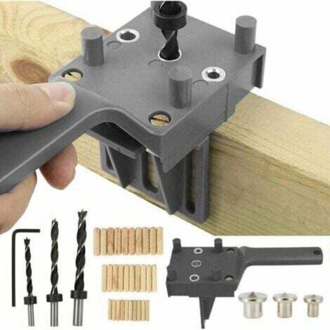 Wooden Dowel Drilling Kit (41pcs), Wooden Dowel Drilling Kit for Woodworking, Straight Holes with Centering Clamp, Fits 6/8/10mm Wooden Dowel (1/4)