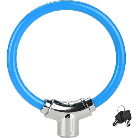 Lucchetto per bicicletta, cavo in acciaio blu con chiave, lucchetto di sicurezza