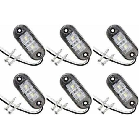 Set of 6 LED side marker lights for car, trailer, camper van, caravan, bicycle, engine