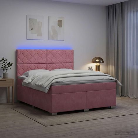 vidaXL Lit boxspring avec matelas Rose 140 x 200 cm Velours (1/5)
