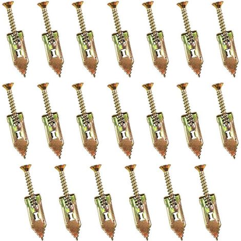Lot de 20 Chevilles Métal Autoperceuses - Acier Carbone - Fixation Murs Creux - Pour Étagères et Déco Intérieure - Avec Vis Incluses (1/5)