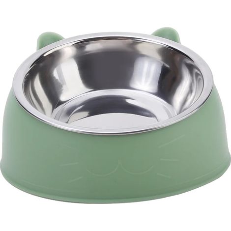Gamelles pour animaux, en acier inoxydable, design ergonomique, vert (1/2)