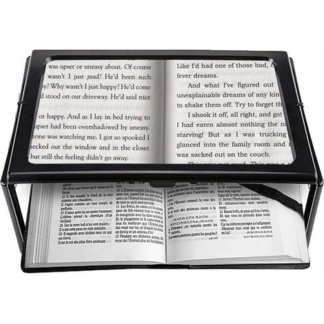 A4 Rectangular Hands-Free Reading Magnifying Glass with 4 LED Lights, 3x Magnification, for the Elderly, Seniors and Visually Impaired (1/5)